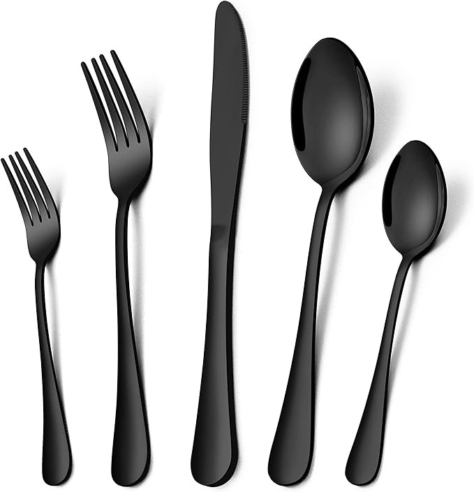 Homikit 20-Piece Black Silverware Flatware Set for 4, Stainless Steel Eating Utensils Cutlery Inc... | Amazon (US)