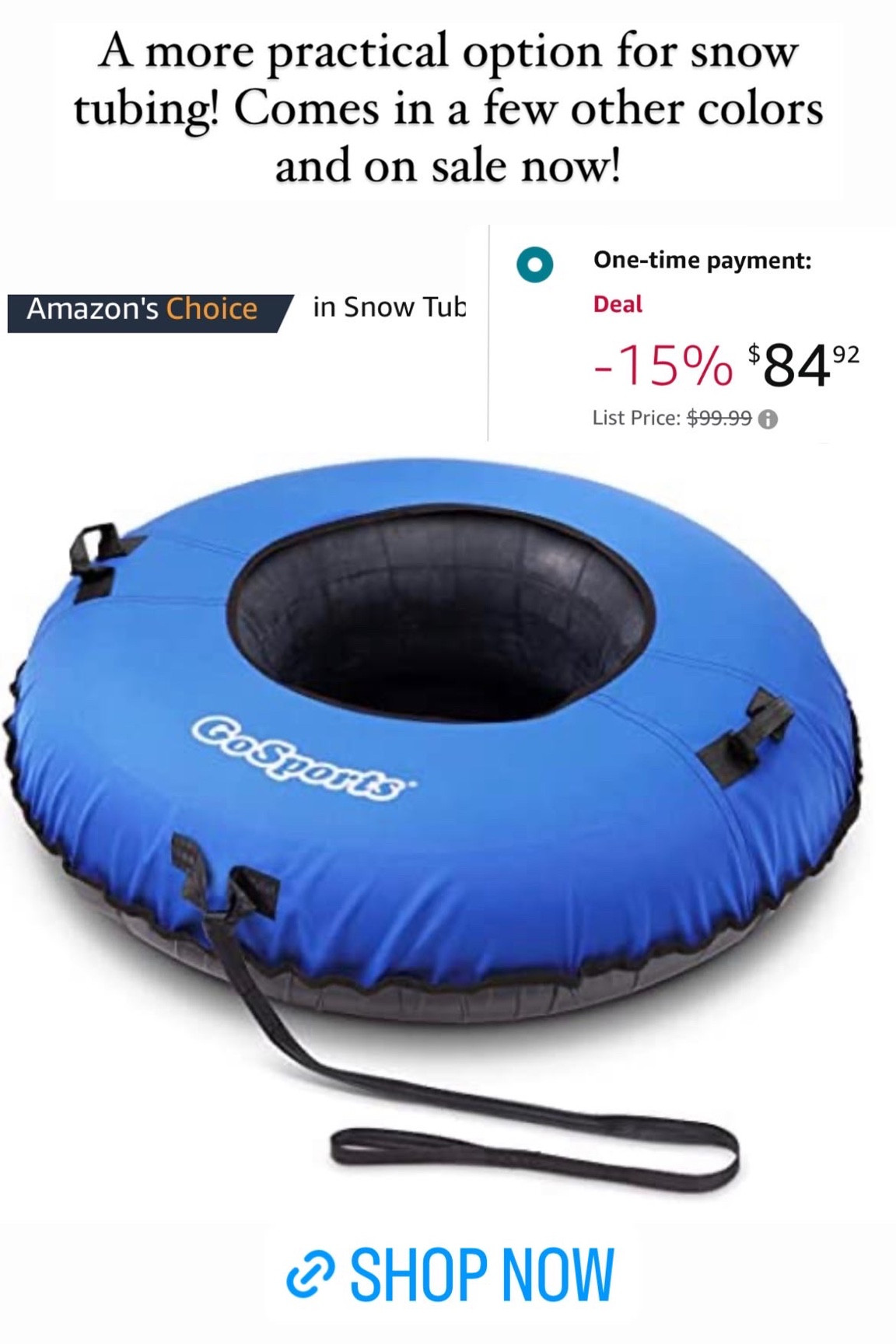 This is definitely a more practical option for snow tubes and it’s highly rated on Amazon PLUS on sale! A triple win for families! makes such a fun gift for the holidays! 

#LTKsalealert #LTKfamily #LTKHoliday