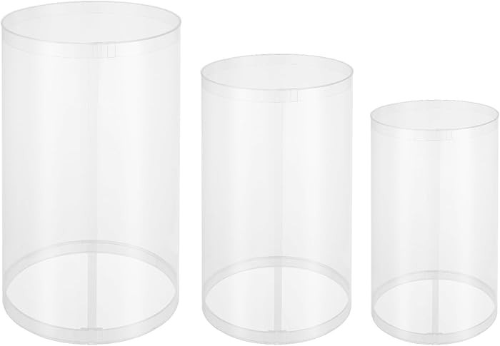 3 Pcs Flower Acrylic Vase Cylinders Round Decorative,Wedding Cake Stand Freestanding 3 Acrylic Cy... | Amazon (US)
