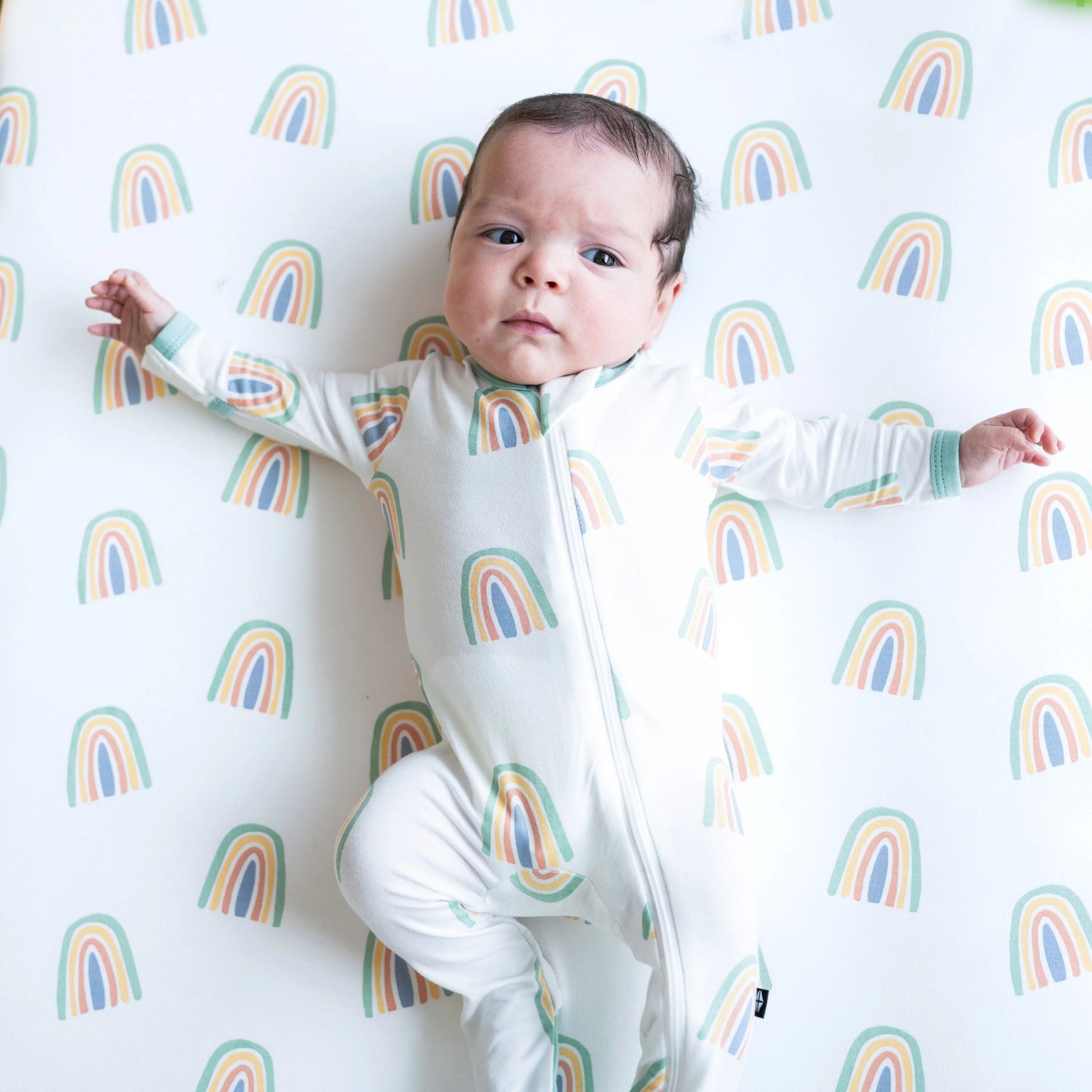 Zippered Footie in Wasabi Rainbow | Kyte BABY