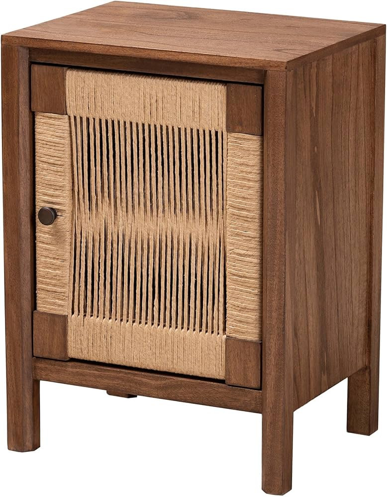 bali & pari Holitz Nightstand with Rope Webbing, One Size, Walnut Brown | Amazon (US)