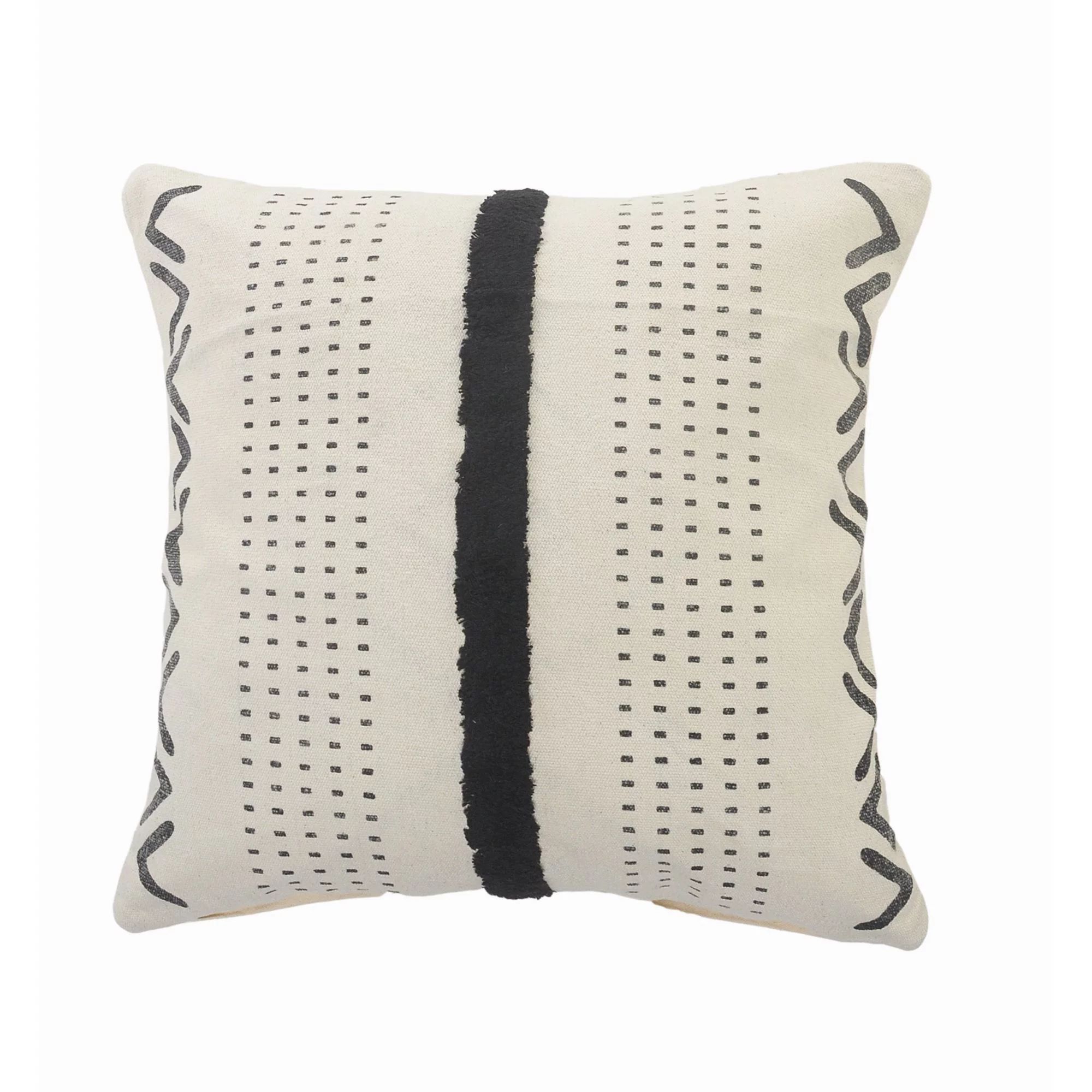 Laddha Home Designs 20" Black and Cream White Striped Square Throw Pillow | Walmart (US)