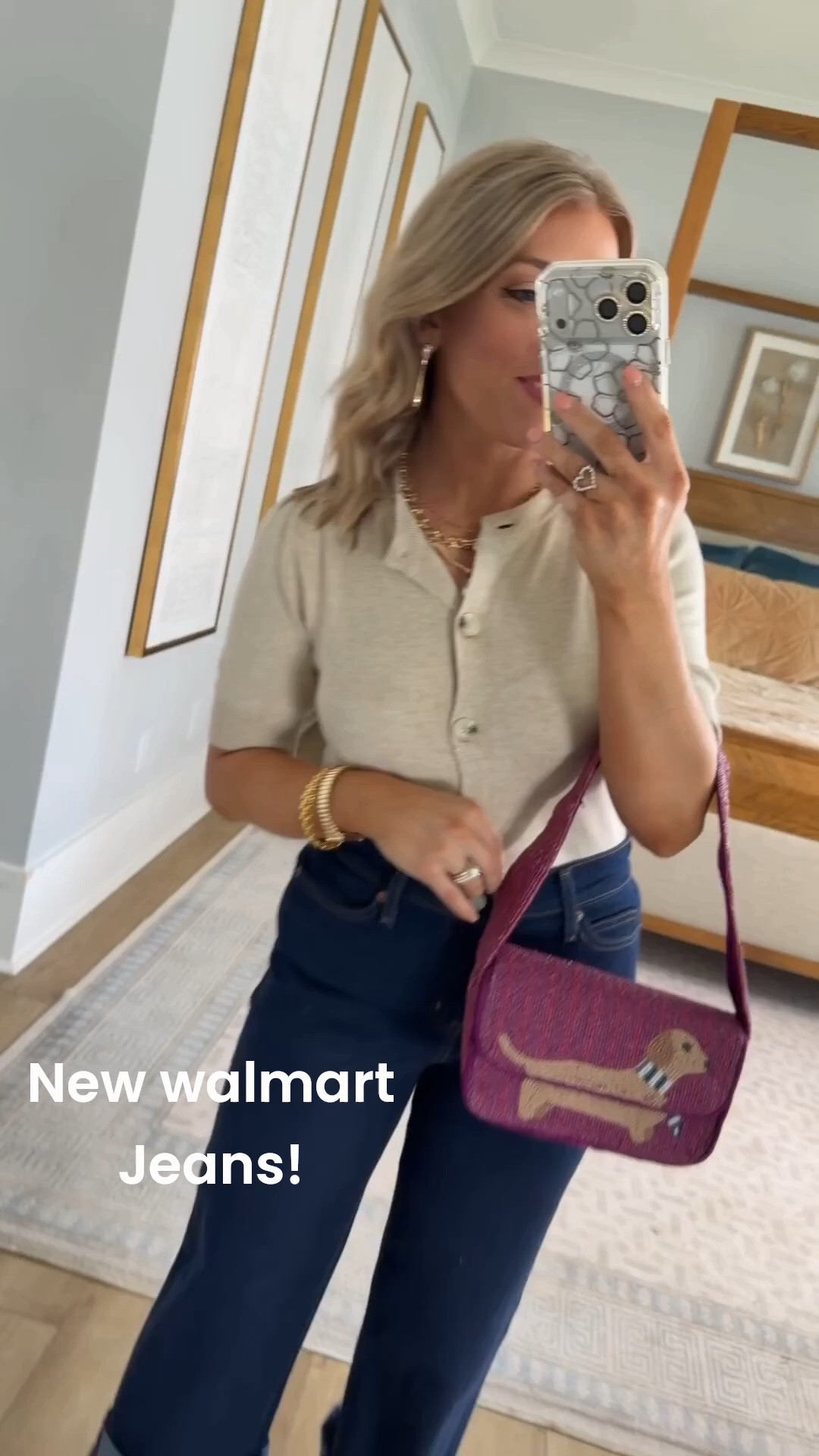 Another Walmart new arrival outfit I’m loving! 🤎 These dark wash cuffed jeans are SO good — I love the wide cuff and cropped length paired with these burgundy heels. I styled them with the prettiest short-sleeve button-front cardigan and added the little dachshund bag for the cutest pop of color!

Such an easy elevated Walmart outfit for heading into fall, and every piece looks so much more expensive than you’d expect from Walmart! ✨

#walmartfashion #walmartfinds #walmartnewarrivals #walmartstyle #walmartjeans #walmartdenim #fallfashion #falloutfits #fallstyle #affordablefashion #affordablestyle #denimoutfit #cardiganstyle #outfitinspo #womensfashion #walmartfashionfinds

#LTKootd #LTKPetite