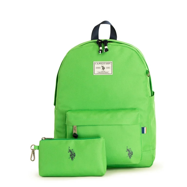 U.S. Polo Assn. Adult 16" Water-Resistant Backpack & Detachable Pouch, Green | Walmart (US)
