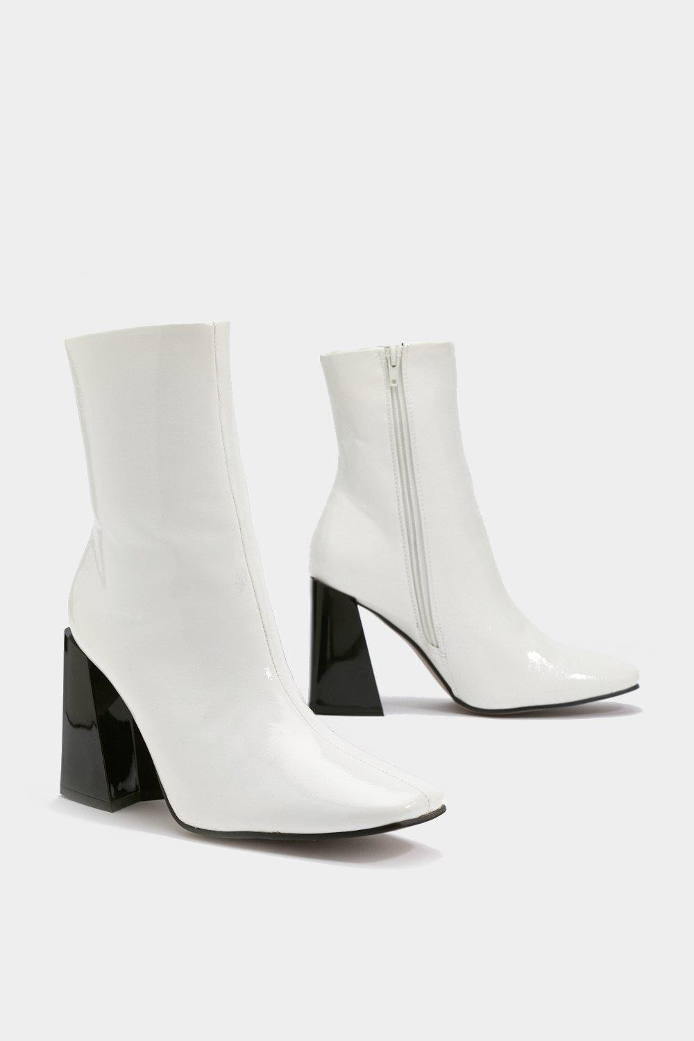 Square Toe Patent Heeled Boots | NastyGal (UK, IE)