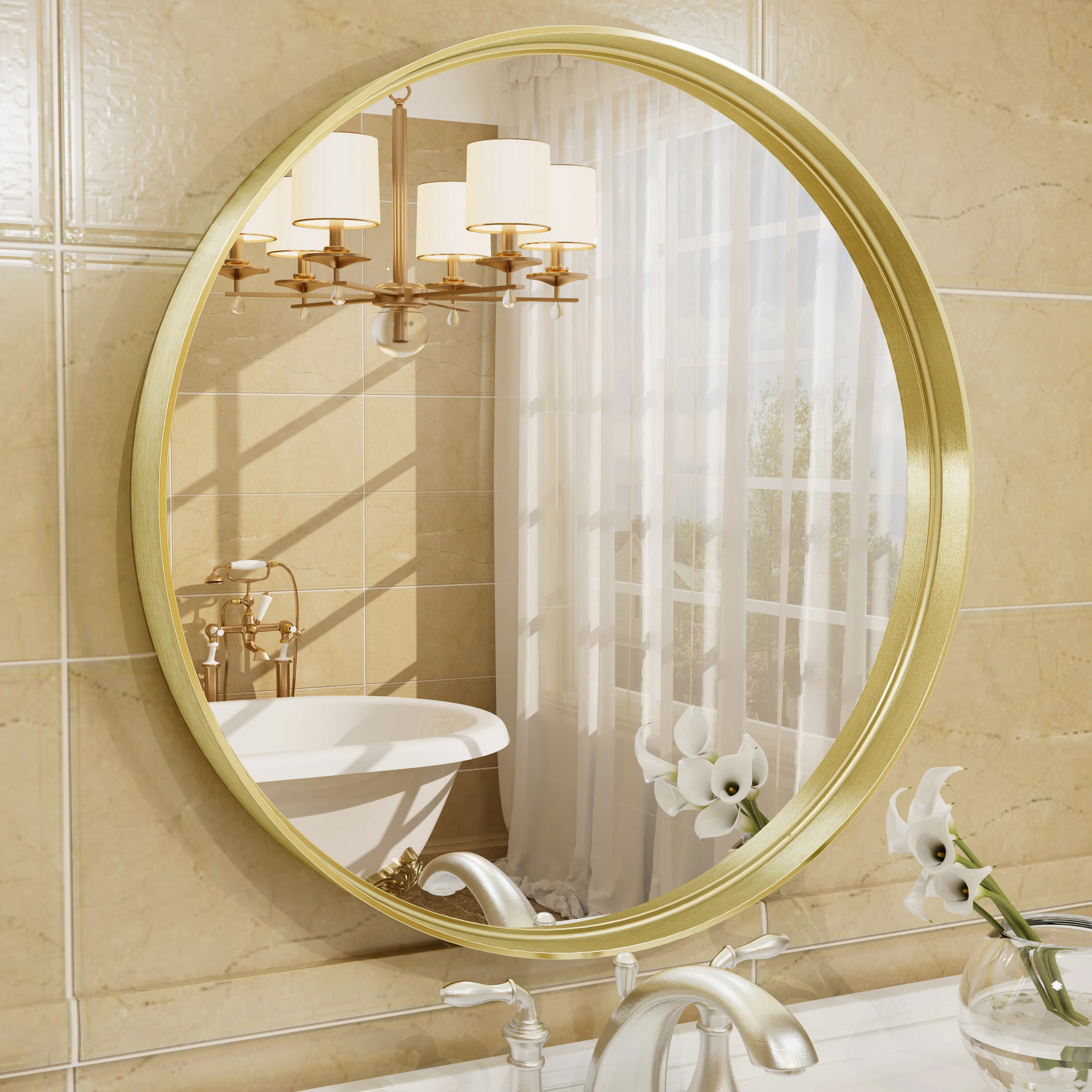 Aevar Tempered Glass and Aluminum Alloy Framed French Cleat Mounted Wall Mirror | Wayfair North America