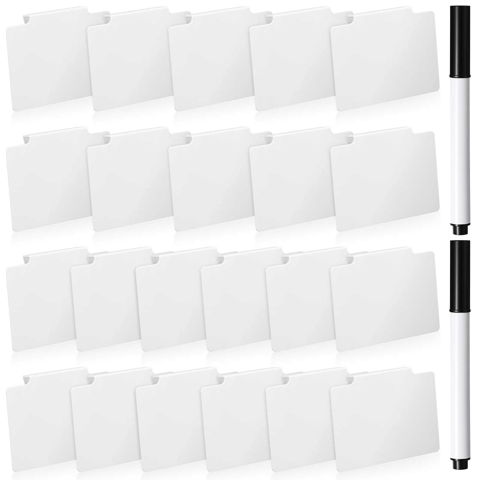 Chinco 24 Pcs Basket Label Clips Set Include 30 Removable Kitchen Clip Label Holder PVC Storage Bin with 2 Chalk Markers for Basket Kitchen Pantry Organization (White Clip,Black Pen) | Amazon (US)