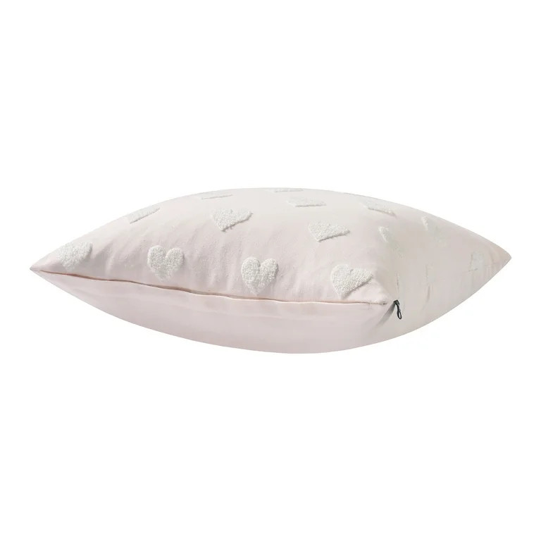 My Texas House 18" x 18" Pink Tufted Hearts Cotton Decorative Pillow Cover | Walmart (US)