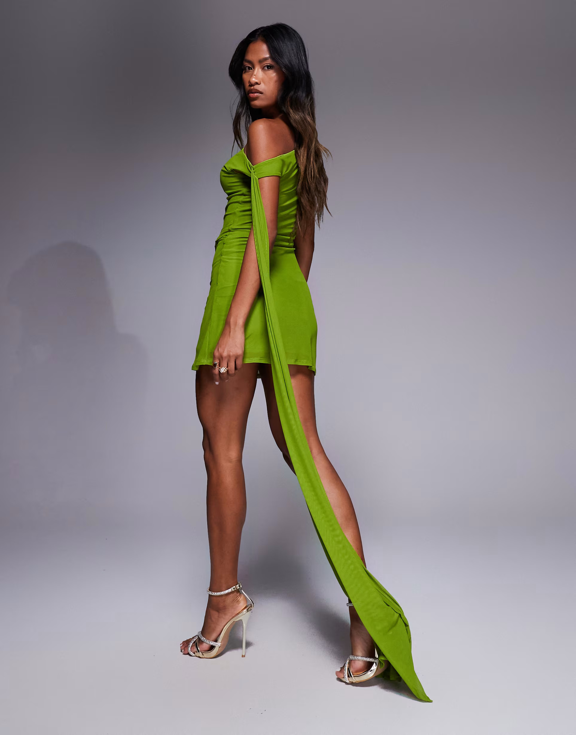 ASOS DESIGN twist detail draped mini dress in olive | ASOS | ASOS (Global)