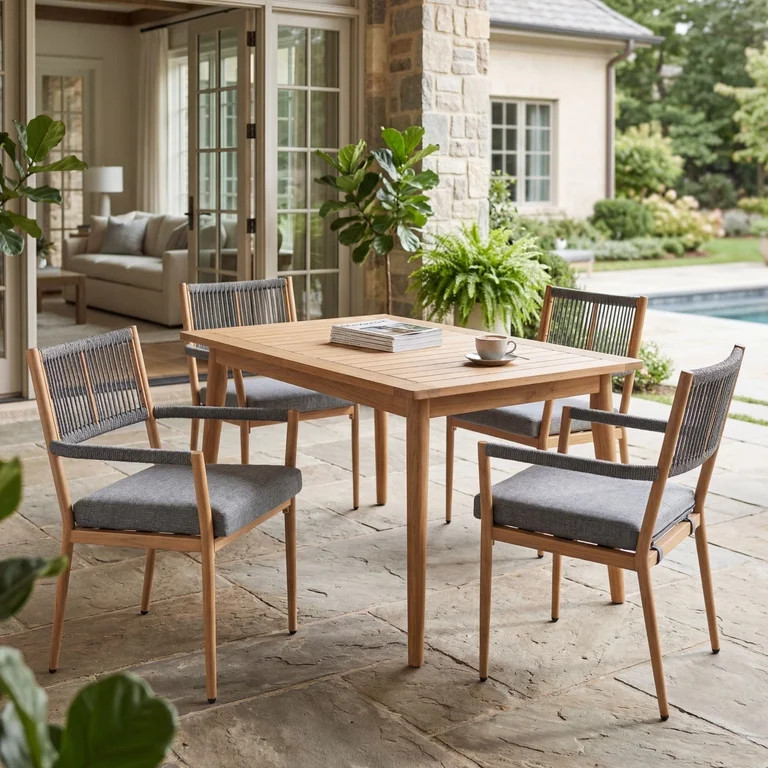 Dayalane Outdoor Dining Chairs Set of 4, Rope Rattan Patio Chairs with Cushions & Armrests, Weath... | Walmart (US)