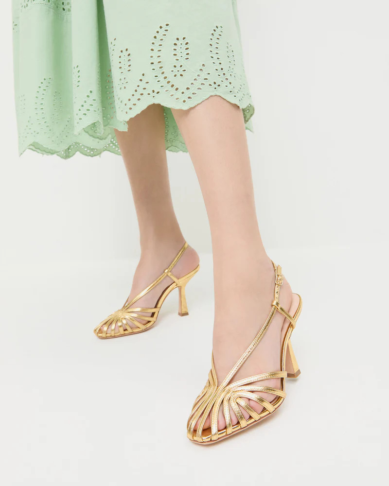 Alexandra Gold Slingback Heeled Sandal | Loeffler Randall