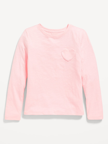 Softest Long-Sleeve Heart-Pocket T-Shirt for Girls | Old Navy (US)