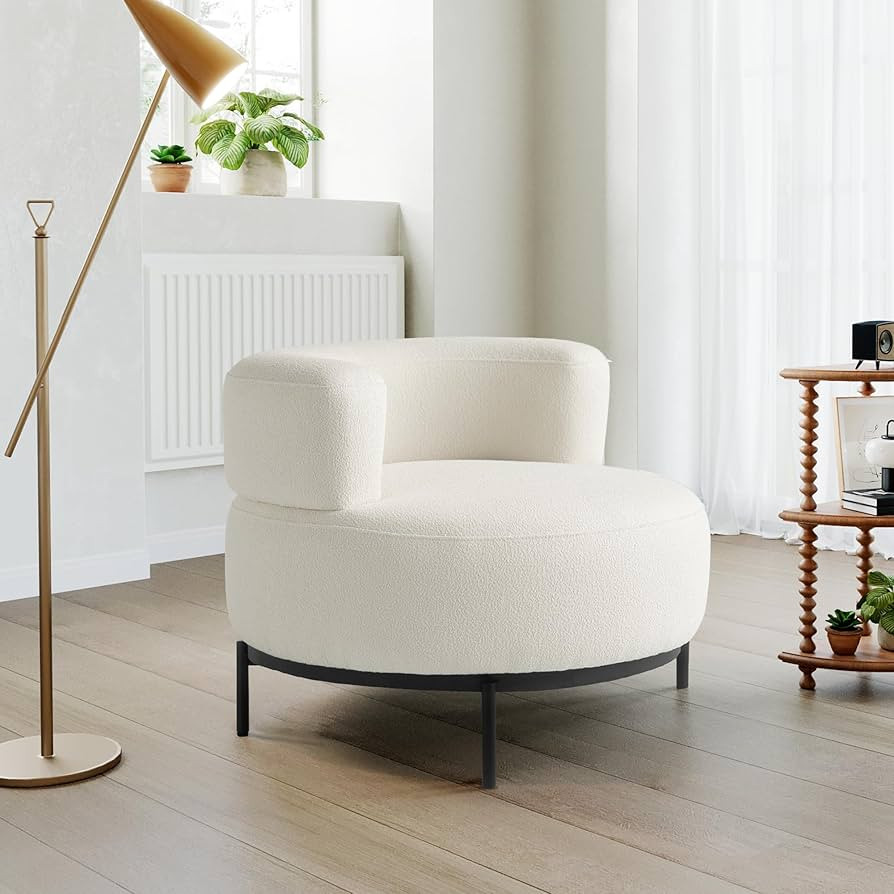 Acanva Modern Accent Chair with Wool-Like Fabric Metal Legs, Reading Leisure Single Sofa for Livi... | Amazon (US)