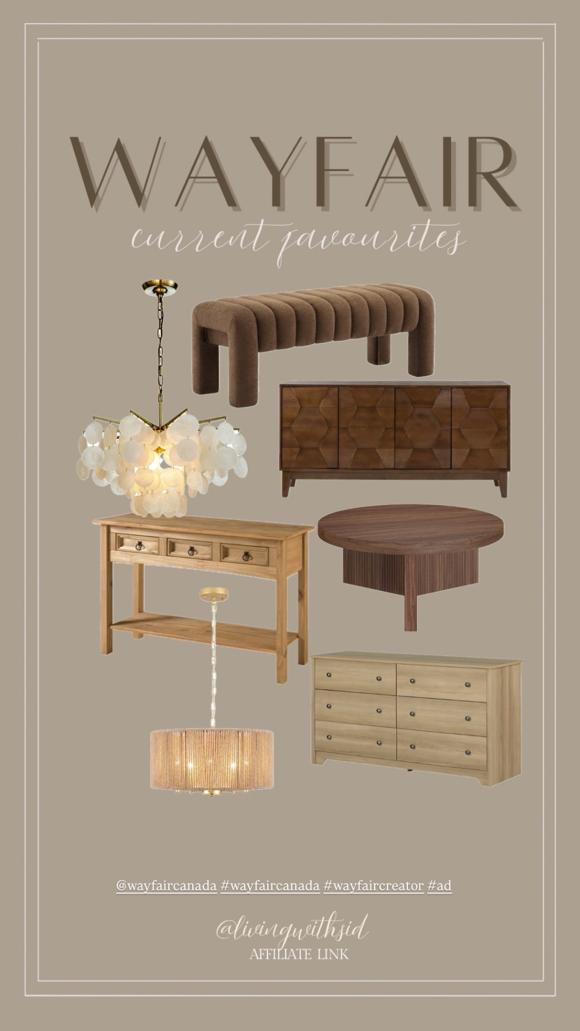 Some of my current @WayfairCanada favourite home decor finds for an organic and earthy home. 
Most of these are on sale! 

living room, bench, dresser, console table, lighting, pendant light, earthy home 

#wayfaircanada #wayfairhome #LTKhome


#LTKcanada #LTKsale