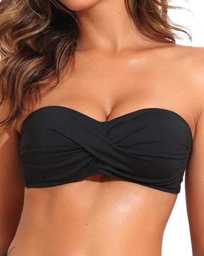 Tempt Me Women Twist Bandeau Bikini Top Strapless Swimsuit Top Only | Amazon (US)