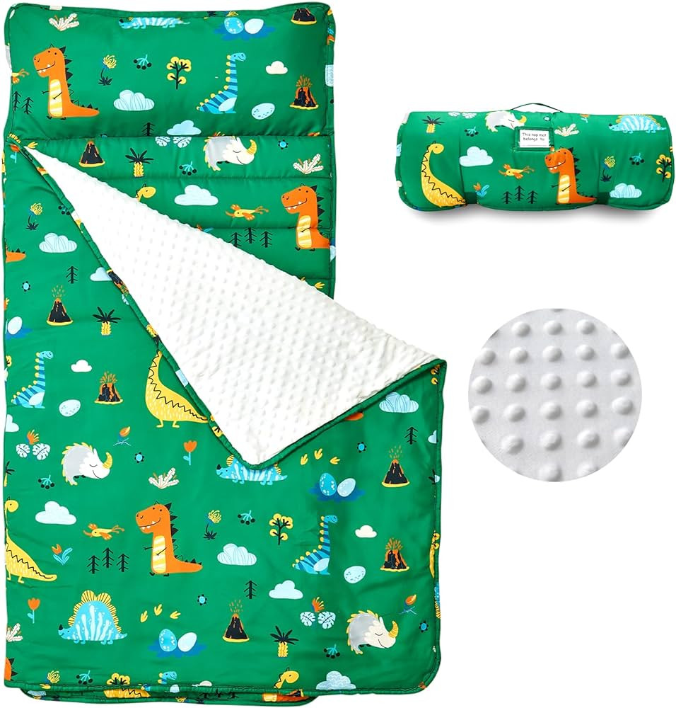 beeweed Toddler Nap Mat, Rollup Design Kid Sleeping Mat with Removable Pillow & Minky Blanket, To... | Amazon (US)