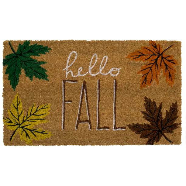 Hello Fall Coir Doormat Leaves Natural Fiber Outdoor 18" x 30" Briarwood Lane | Walmart (US)