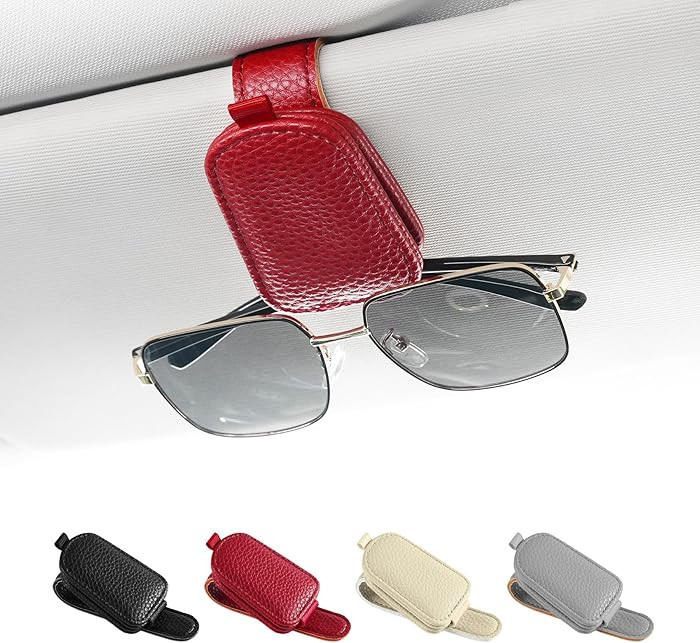 SINGARO Sunglasses Holder for Car, Leather Magnetic Buckle Sun Visor Sunglass Clip, Ticket Card S... | Amazon (US)