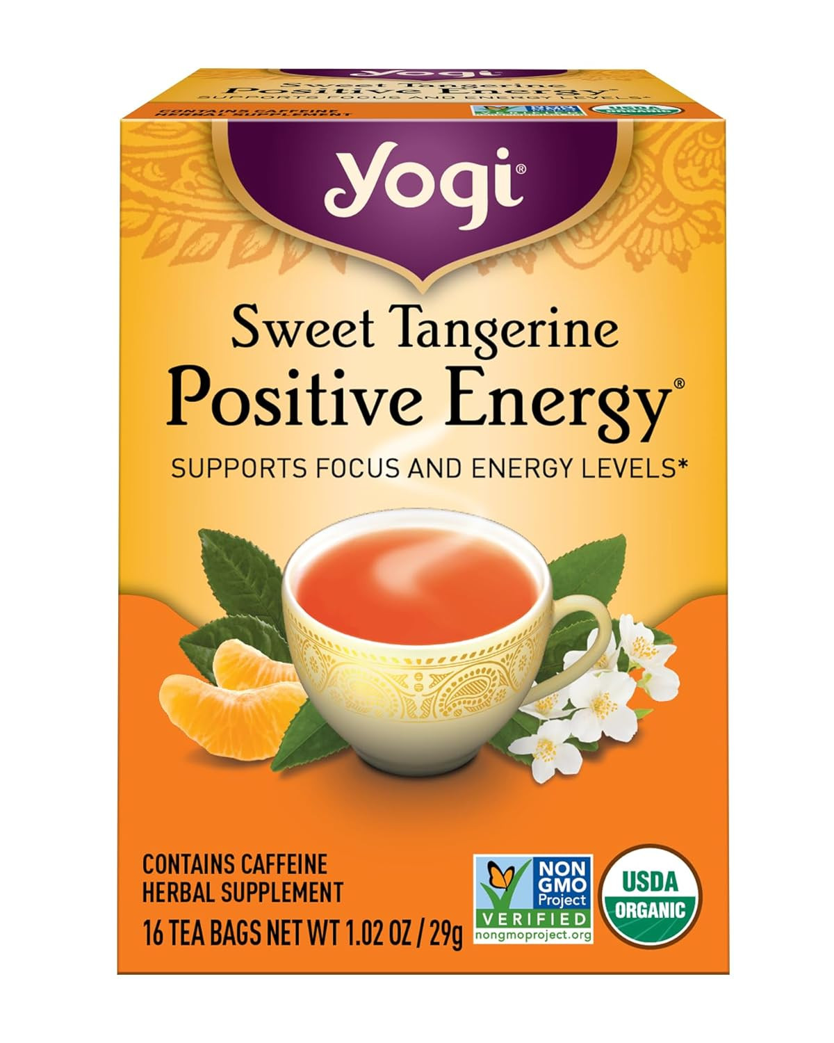 Yogi Sweet Tangerine Positive Energy, 16 Tea Bags, Packaging May Vary (Pack of 1) | Amazon (US)