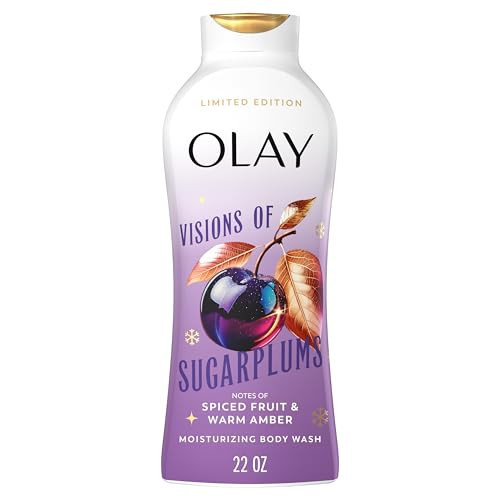 Olay Body Wash for Women, Hydrating & Moisturizing, Holiday Edition, With Plant Based Cleansers, B3 Complex, For All Skin Types, Visions of Sugarplums with Spiced Fruit & Warm Amber Scent, 22 fl oz | Amazon (US)