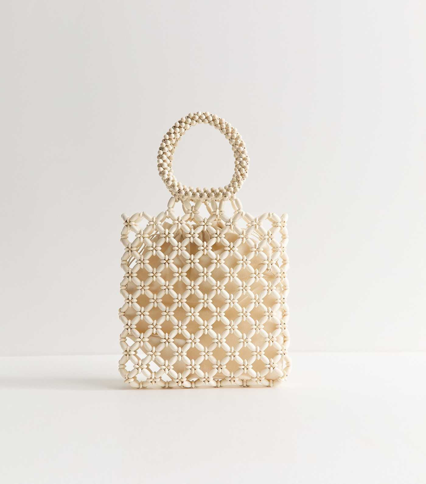 Cream Beaded Top Handle Grab Bag | New Look | New Look (UK)
