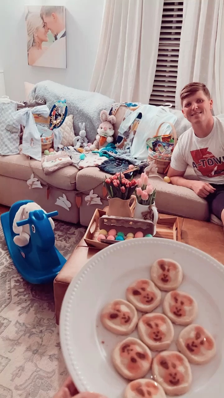 The Easter Bunny 🐰 has been busy 🐣 - and some”bunny” is going to be sooo happy when he wakes up 🥰 and Ofcourse Easter cookies for mom and dad 😉 hehe 
#happyeastereveyall ! 🧺 

#LTKfamily #LTKSeasonal #LTKbaby