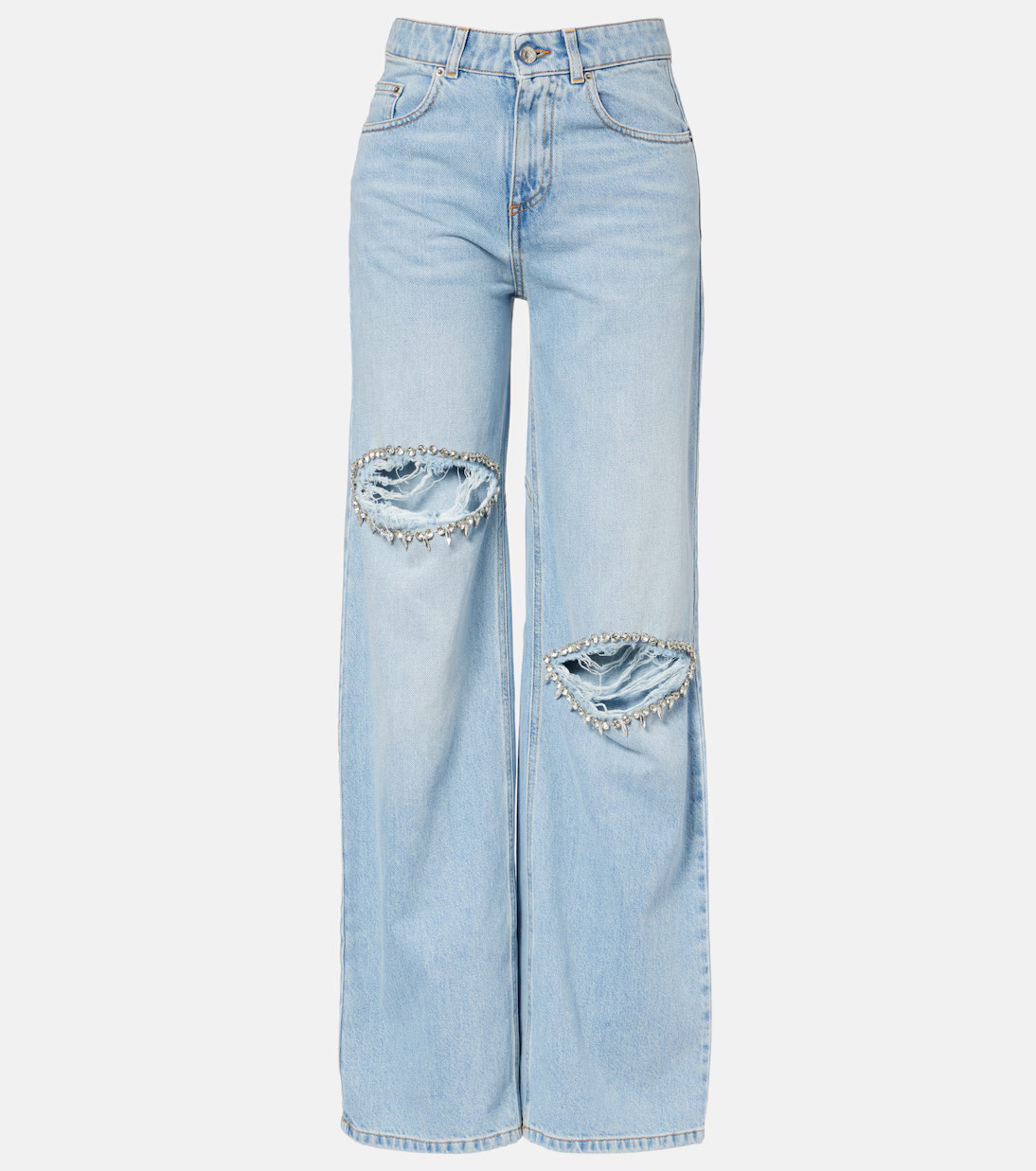 Distressed embellished wide-leg jeans | Mytheresa (UK)