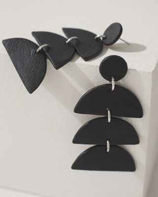 Black Leather Tiered Drop Earrings | Chico's