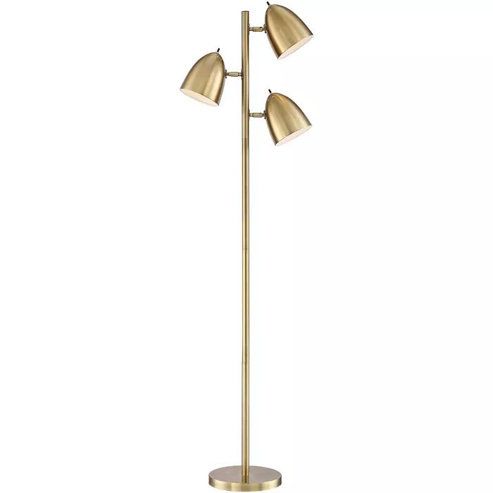 360 Lighting Mid Century Modern Floor Lamp Aged Brass 3-Light Tree Adjustable Dome Shades for Liv... | Target