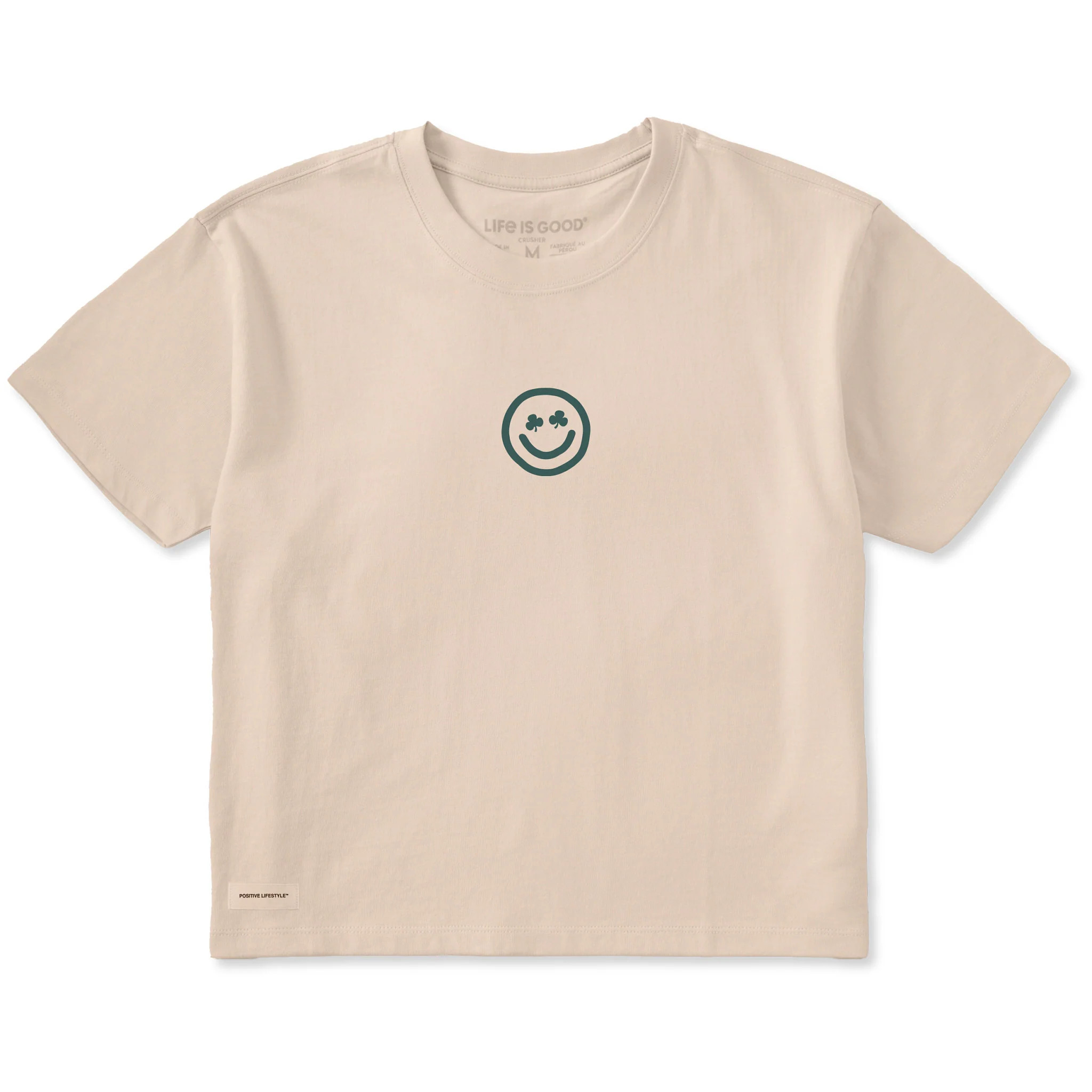 Women's Clean Clover Smile Face Short Sleeve Crusher Boxy Tee | Shop Life is Good | Life is Good