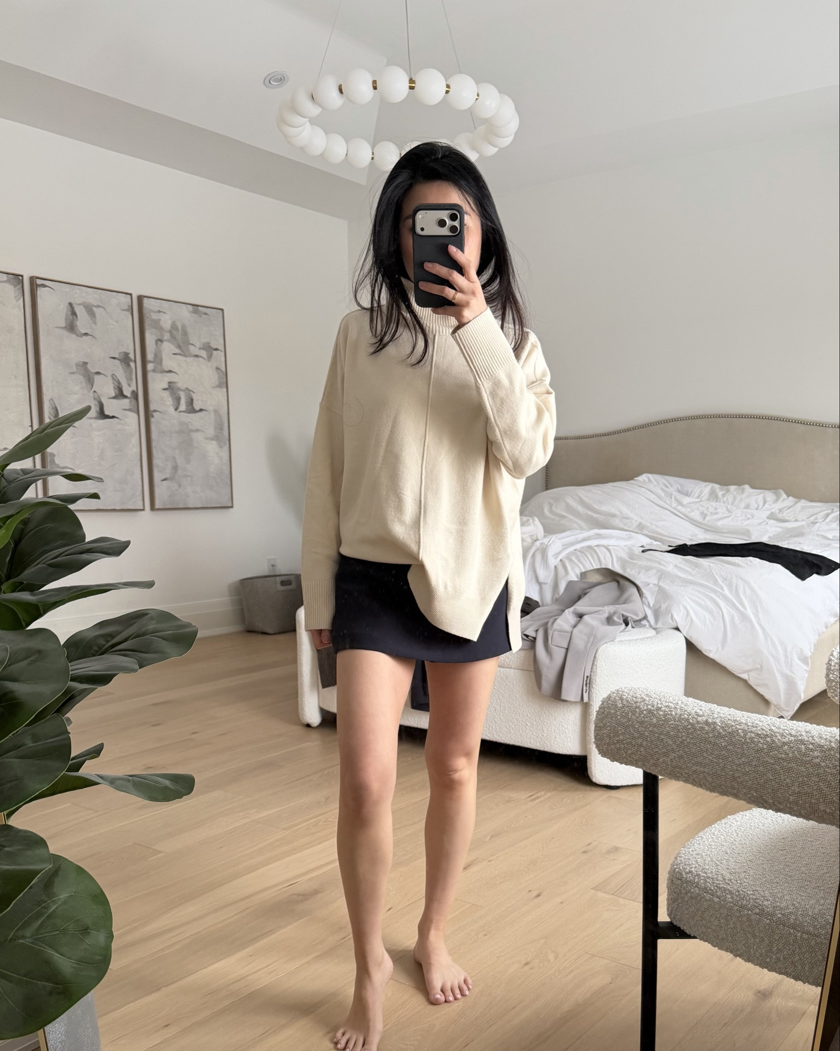 Oversized sweater to balance out this micro mini skort. 

Sized up to a 2 in the skort for some length 🤣 

#LTKstyletip #LTKwinter #LTKfall