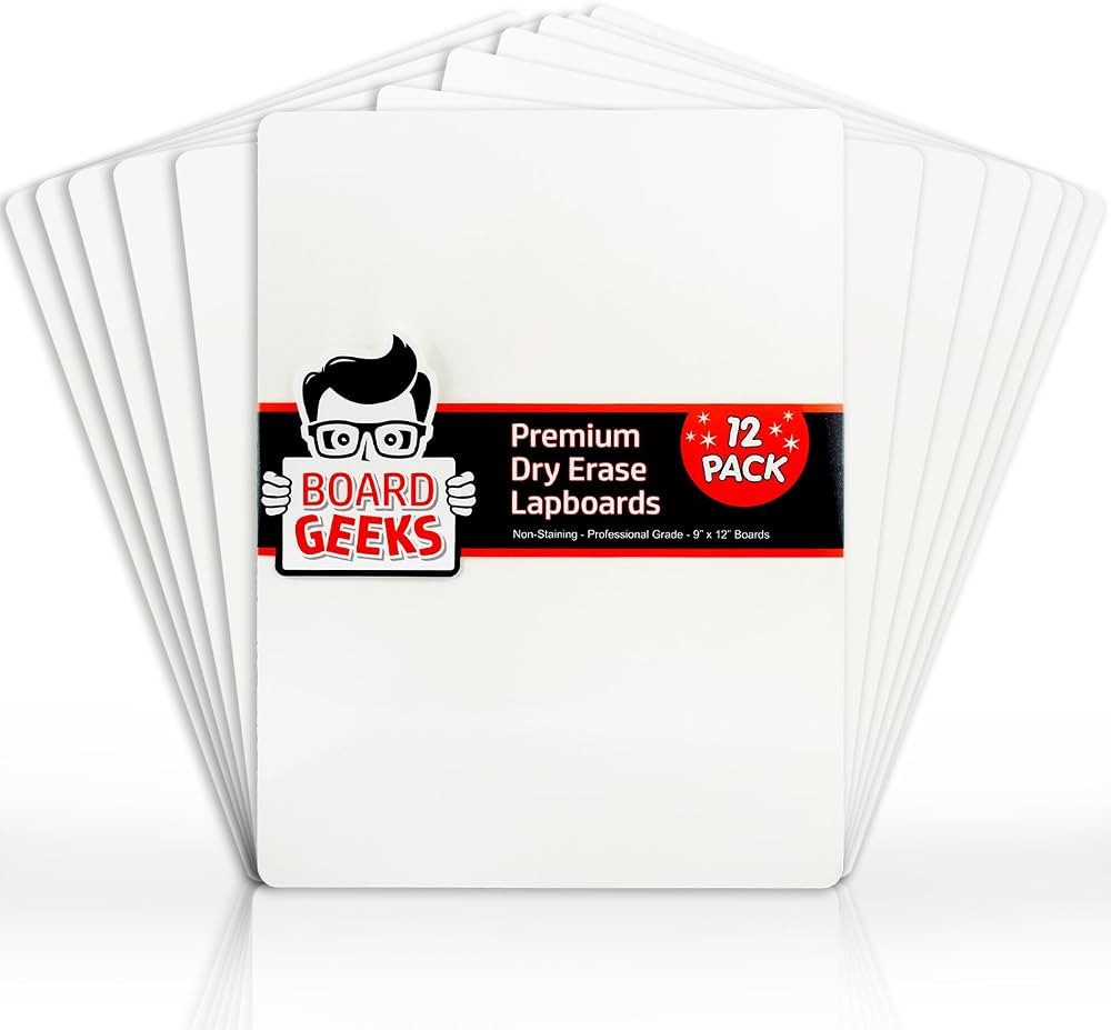 Board Geeks 12 Classroom Dry Erase Board for Kids 9"x12"- Small White Boards for Students, White ... | Amazon (US)