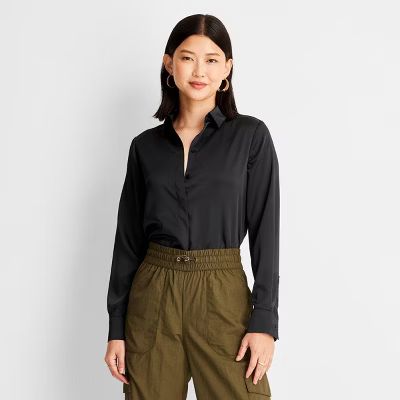 Women's Long Sleeve Button-Front Shirt - A New Day™ | Target