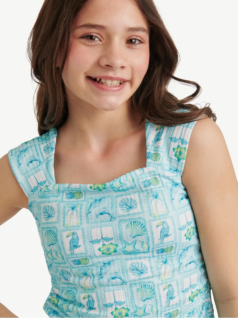 Justice Girls Cap Sleeve Cinch Tee, Sizes XS - XL | Walmart (US)
