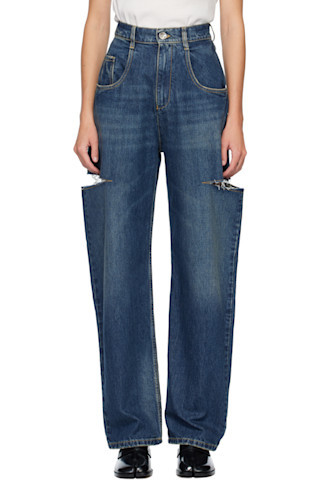 Blue Cut-Out Jeans | SSENSE