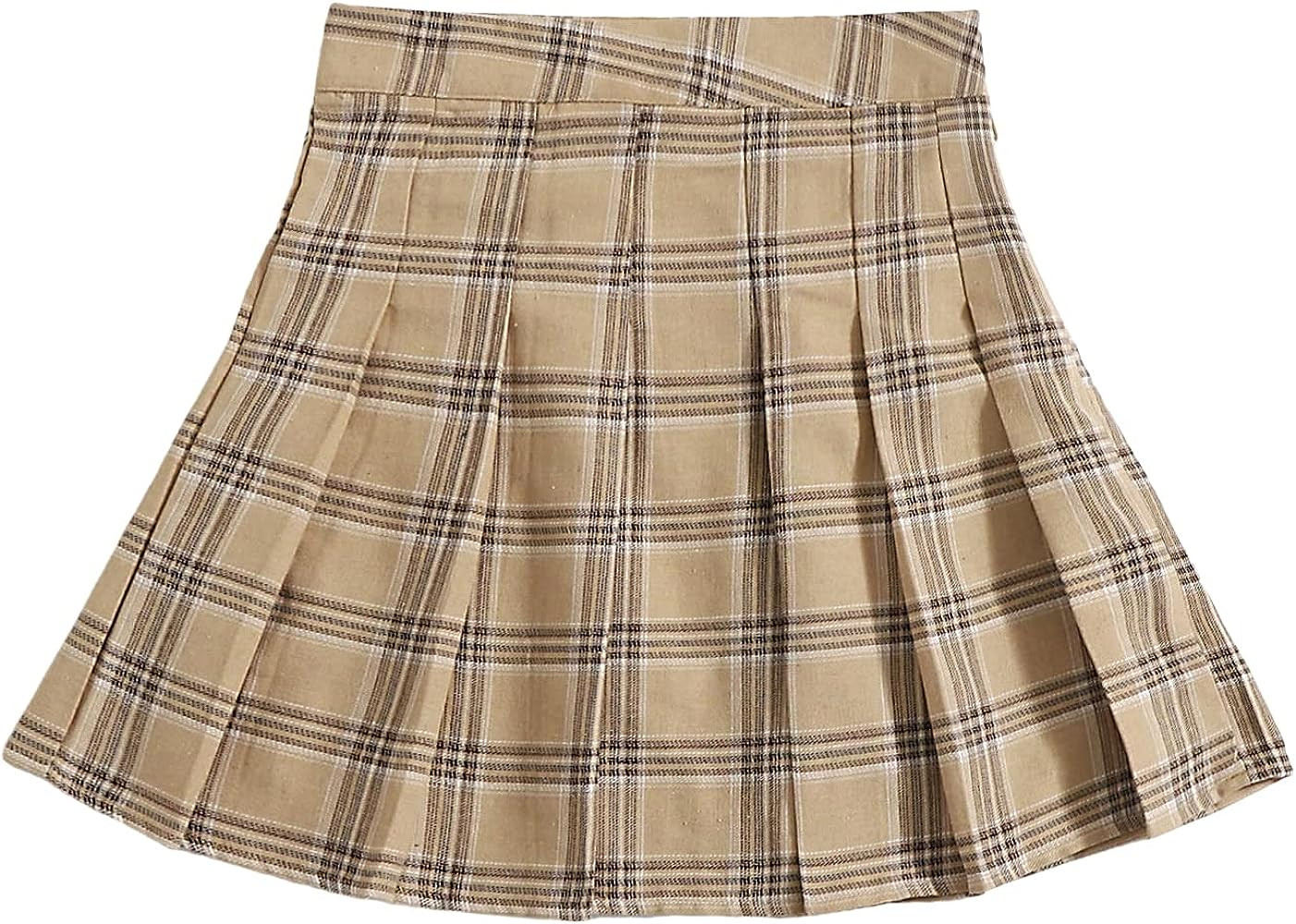 WDIRARA Women's Casual Plaid High Waist Pleated A-Line Uniform Mini Skirt | Amazon (US)