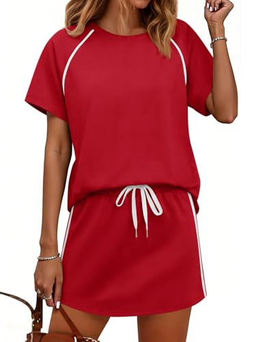 Womens 2 Piece Skirt Sets Summer Tennis Outfits Vacation Skort Set | Amazon (US)
