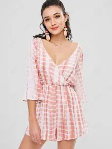 Low Cut Surplice Tie Dye Romper | ZAFUL (Global)