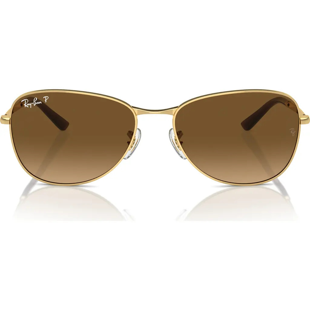 Ray-Ban 56mm Polarized Pilot Sunglasses in Gold/Brown Grad at Nordstrom | Nordstrom