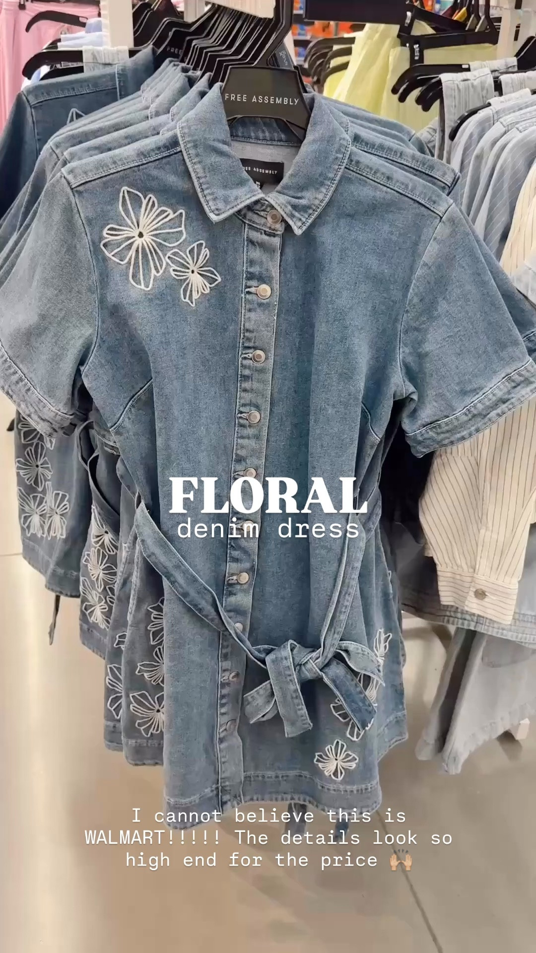 🤍 New floral denim dress from Walmart is stunning with all of the details! I cannot believe this isn’t priced higher 🫣👀🙌🏼 

#LTKTravel #LTKHome #LTKWorkwear