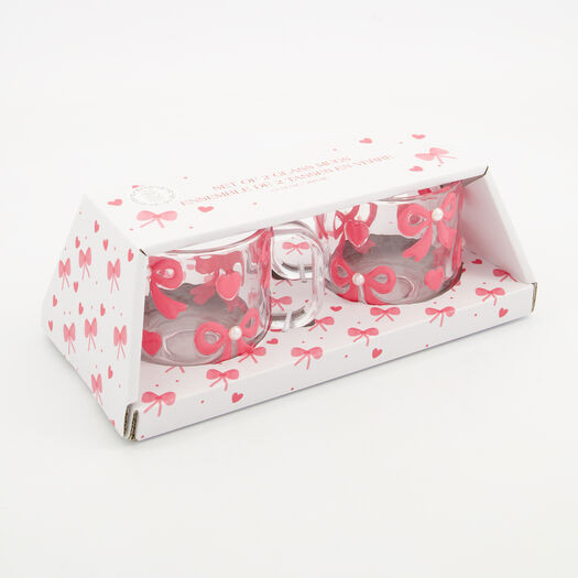 Two Pack Glass Bow Mug Set | TK Maxx