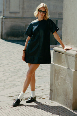 Emmy Faux-Leather Mini Dress | Anthropologie (US)