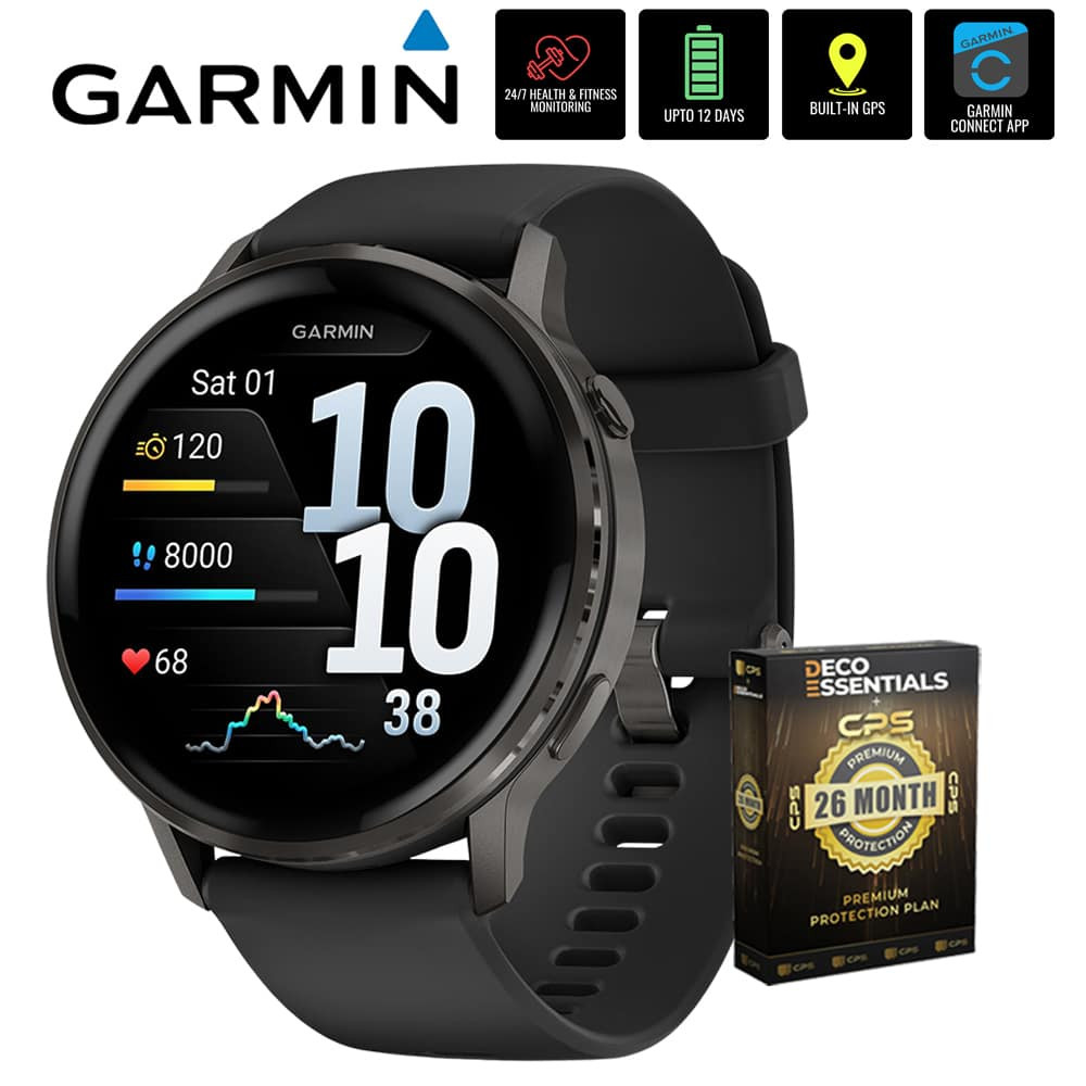 Garmin - Venu 4 45 mm GPS Smartwatch, Slate with Black Band + 26 Month Protection - Slate|Black - (2025) | Best Buy U.S.