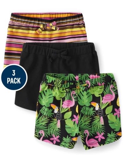 Toddler Girls Tropical Dolphin Shorts 3-Pack - black | The Children's Place