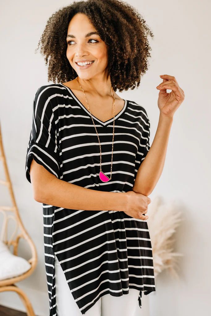 This Is No Joke Black Striped Top | The Mint Julep Boutique