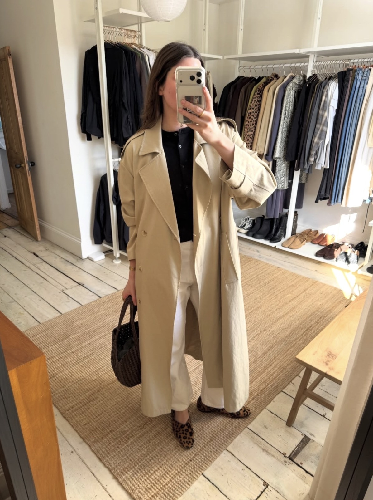 Easter weekend OOTD for a sunny spring day, trench coat and white denim jeans

#LTKspring #LTKstyletip