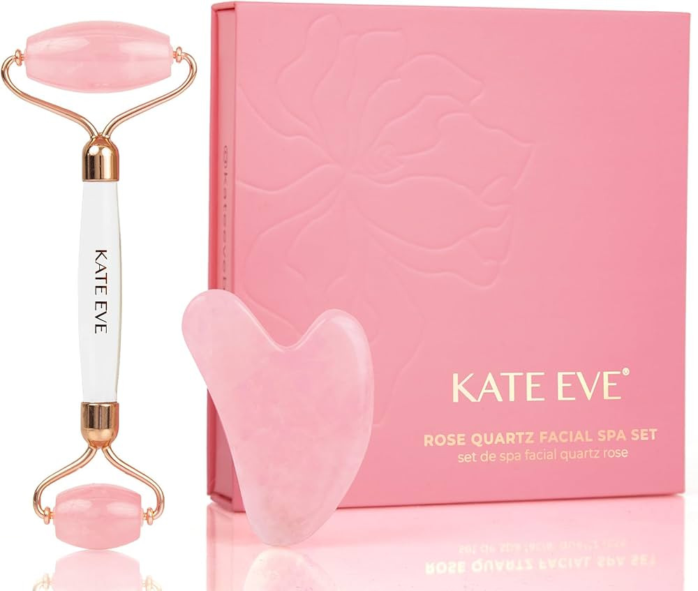 Kate Eve Elite Brazilian Rose Quartz Face Roller & Gua Sha Set - Certified, Ultra-Premium Quartz ... | Amazon (US)