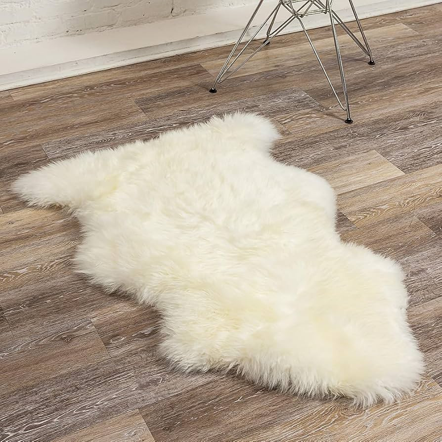 Natural Milan Genuine Sheepskin Area Rugs with Thick and Lush Pile, Fluffy Sheep Fur Rug with Ant... | Amazon (US)