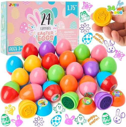 JOYIN 24Pcs Easter Egg Stampers Toys for Easter Eggs Hunt Game, Basket Stuffers Fillers, Stamps G... | Amazon (US)