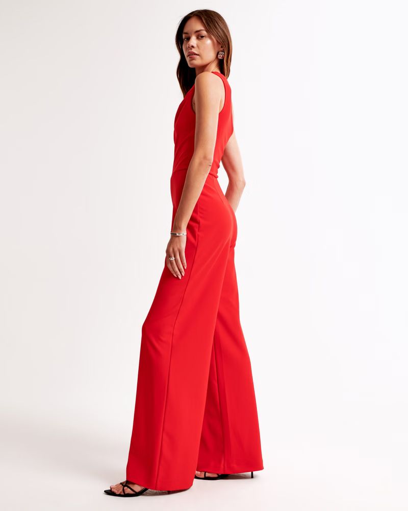 Women's One-Shoulder Crepe Jumpsuit | Women's Dresses & Jumpsuits | Abercrombie.com | Abercrombie & Fitch (US)